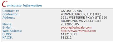 GSA eLibrary Contractor Information.